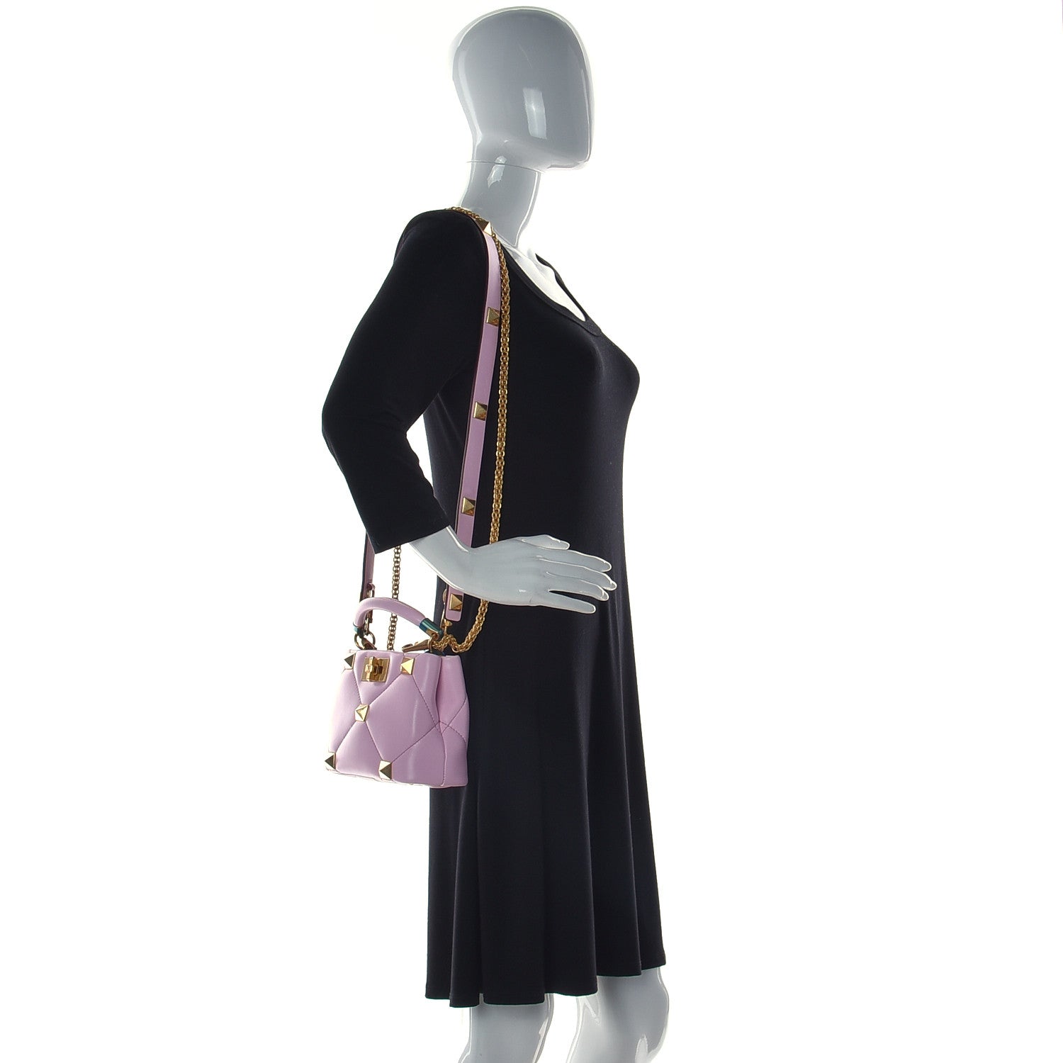 Valentino Garavani Nappa Mini Roman Stud The Handle Bag Pink Borealis 2 of 8