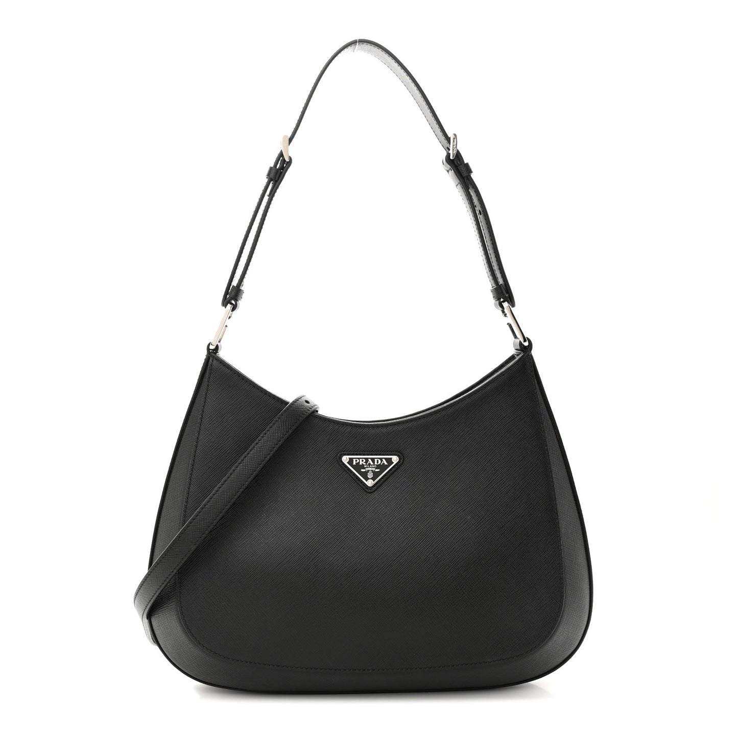 Saffiano Cleo Adjustable Strap Shoulder Bag Black