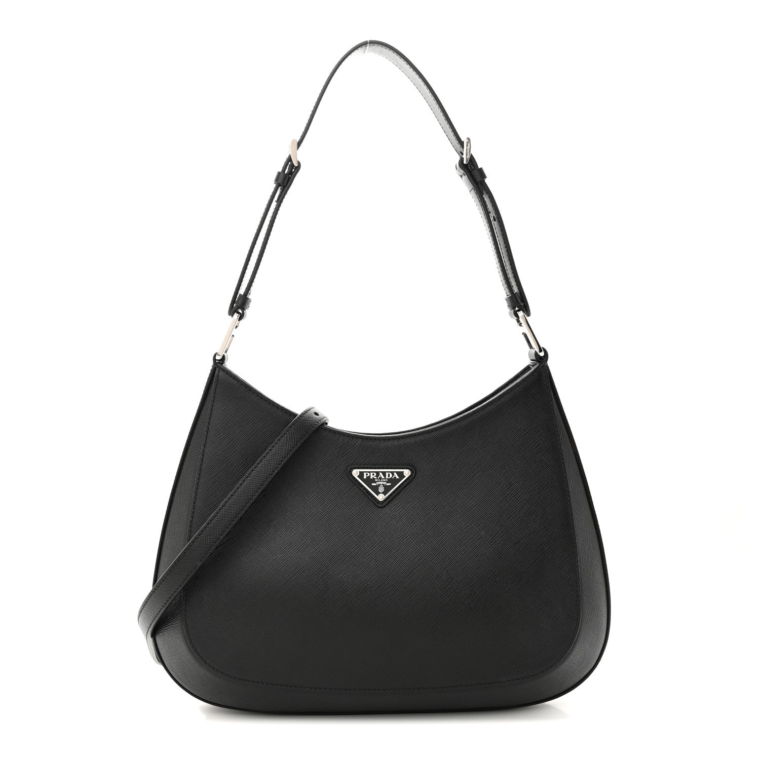 Prada Saffiano Cleo Adjustable Strap Shoulder Bag Black 1 of 9