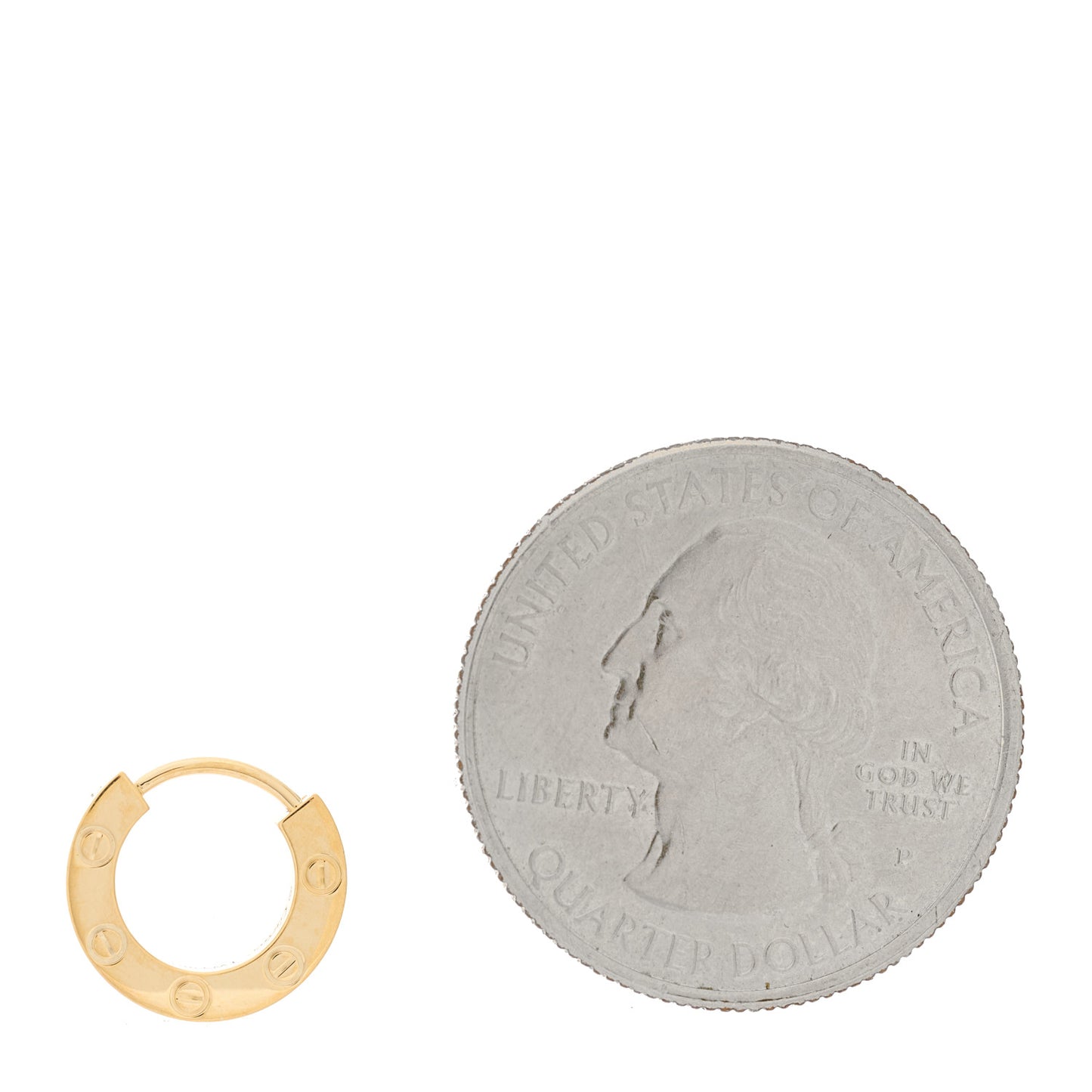 18K Yellow Gold Single LOVE Hoop Earring