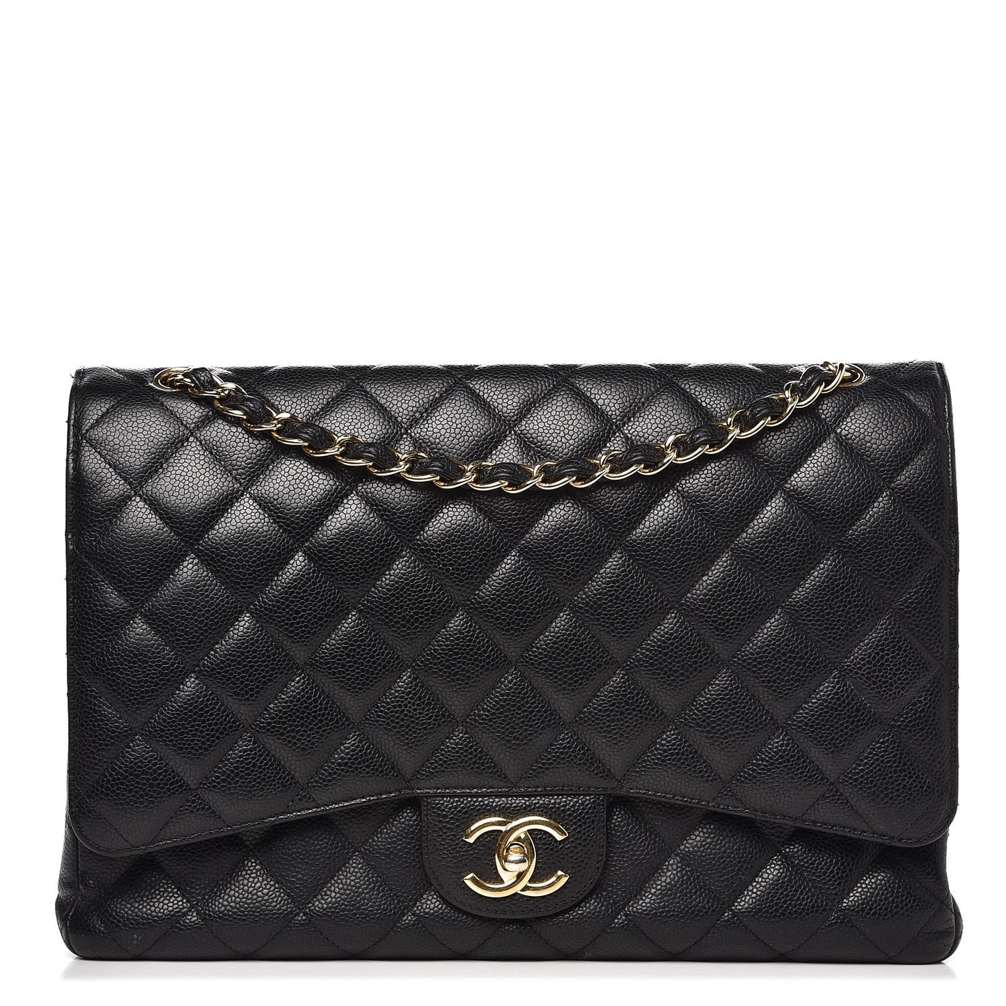 Caviar Quilted Maxi Double Flap Black