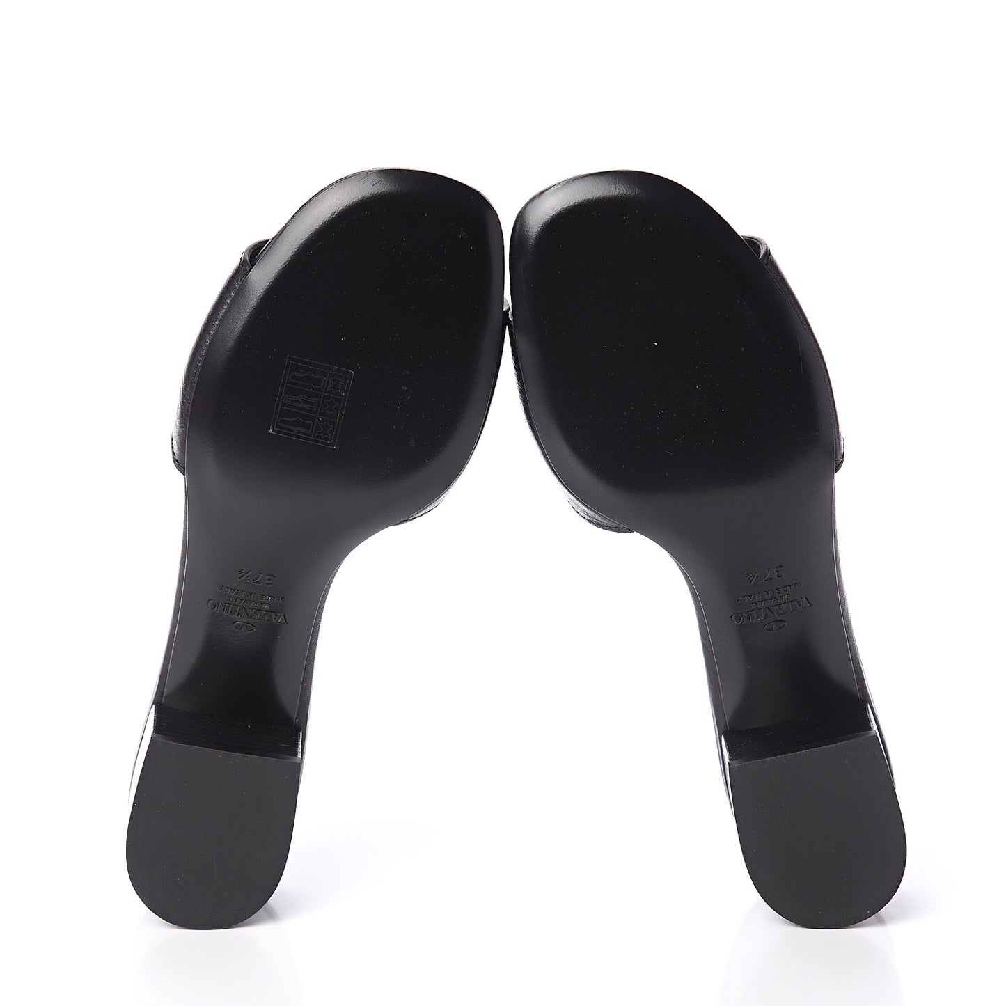 Grainy Cowhide VLogo 45mm Slide Sandals 37.5 Black