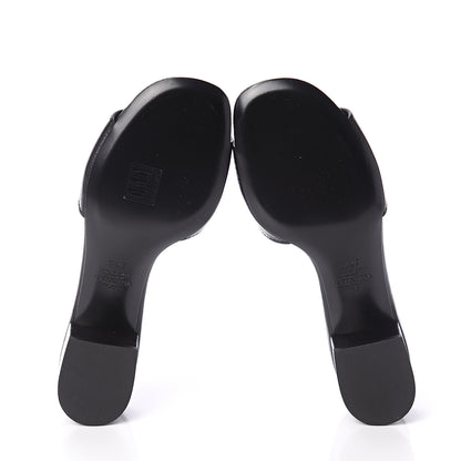 Valentino Garavani Grainy Cowhide VLogo 45mm Slide Sandals 37.5 Black 7 of 7