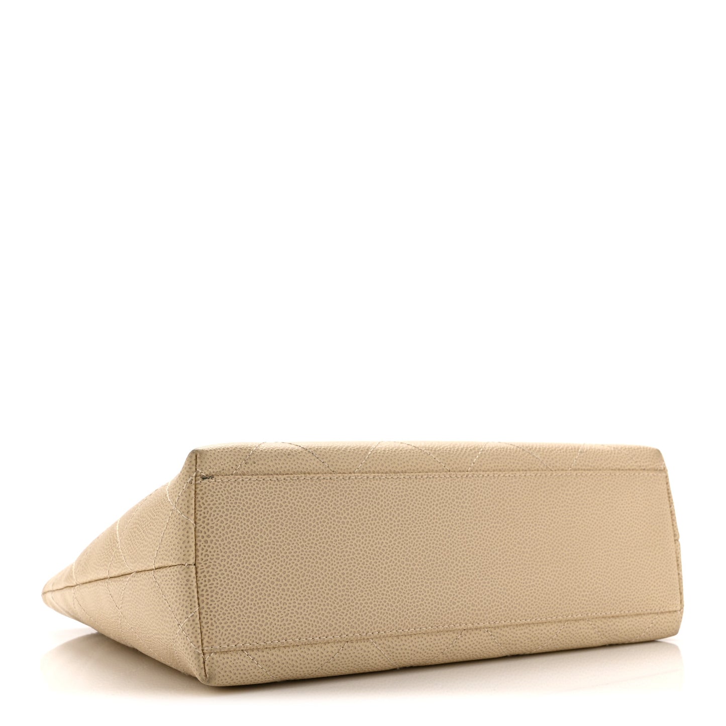 Caviar CC Wood Handle Tote Beige