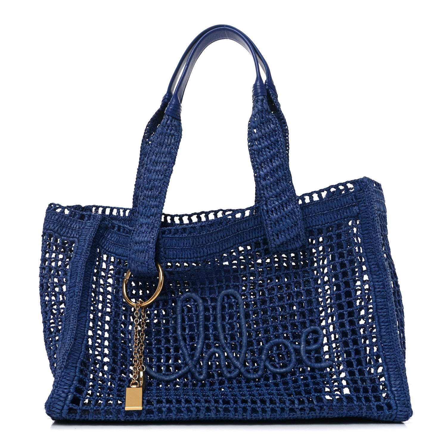 Chloe Raffia Summer Banana East West Tote Ashes Blue 1 of 9