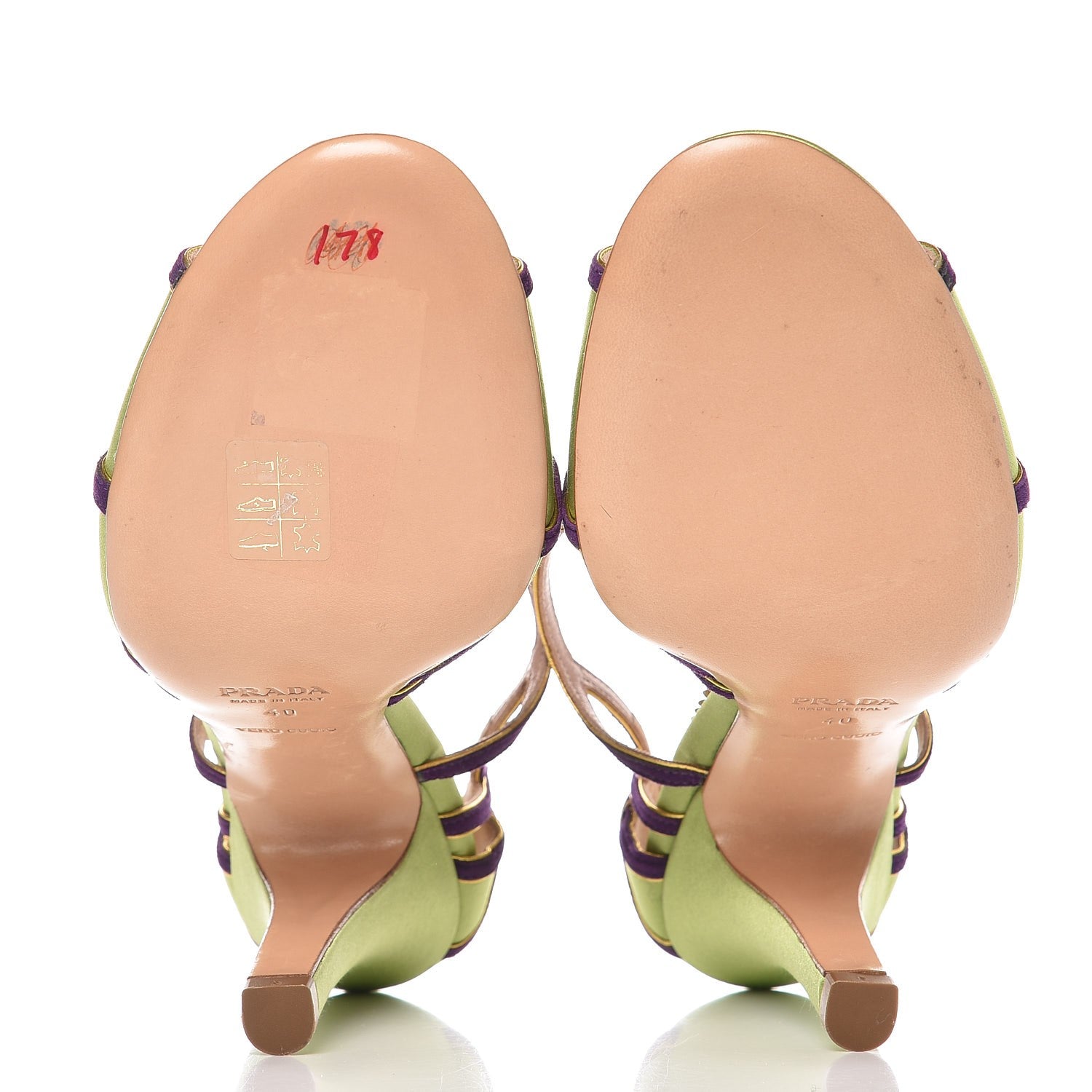 Prada Satin Suede Strappy Sandals 40 Green 5 of 13