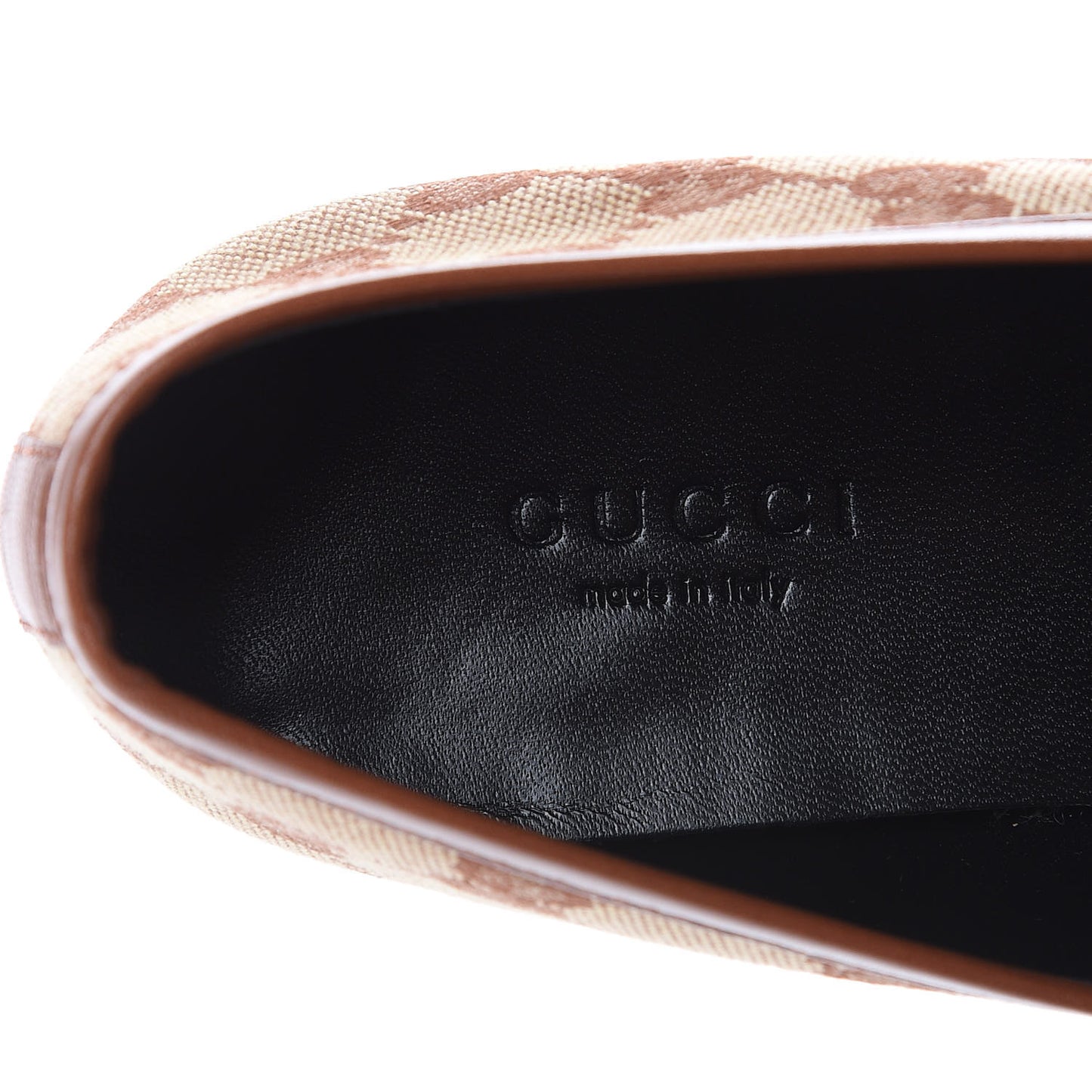 Canvas GG Monogram Horsebit Womens Jordaan Loafers 37 Beige Ruggine Rust