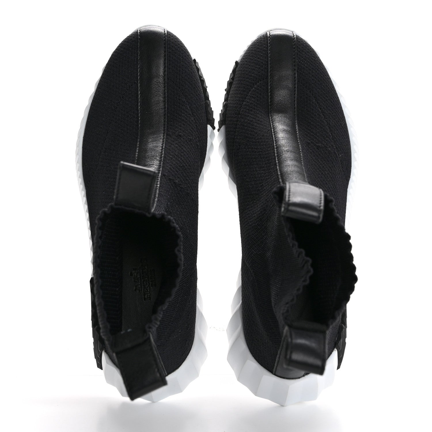 Hermes Technical Canvas Calfskin Fun Sneakers 36 Black White 2 of 11