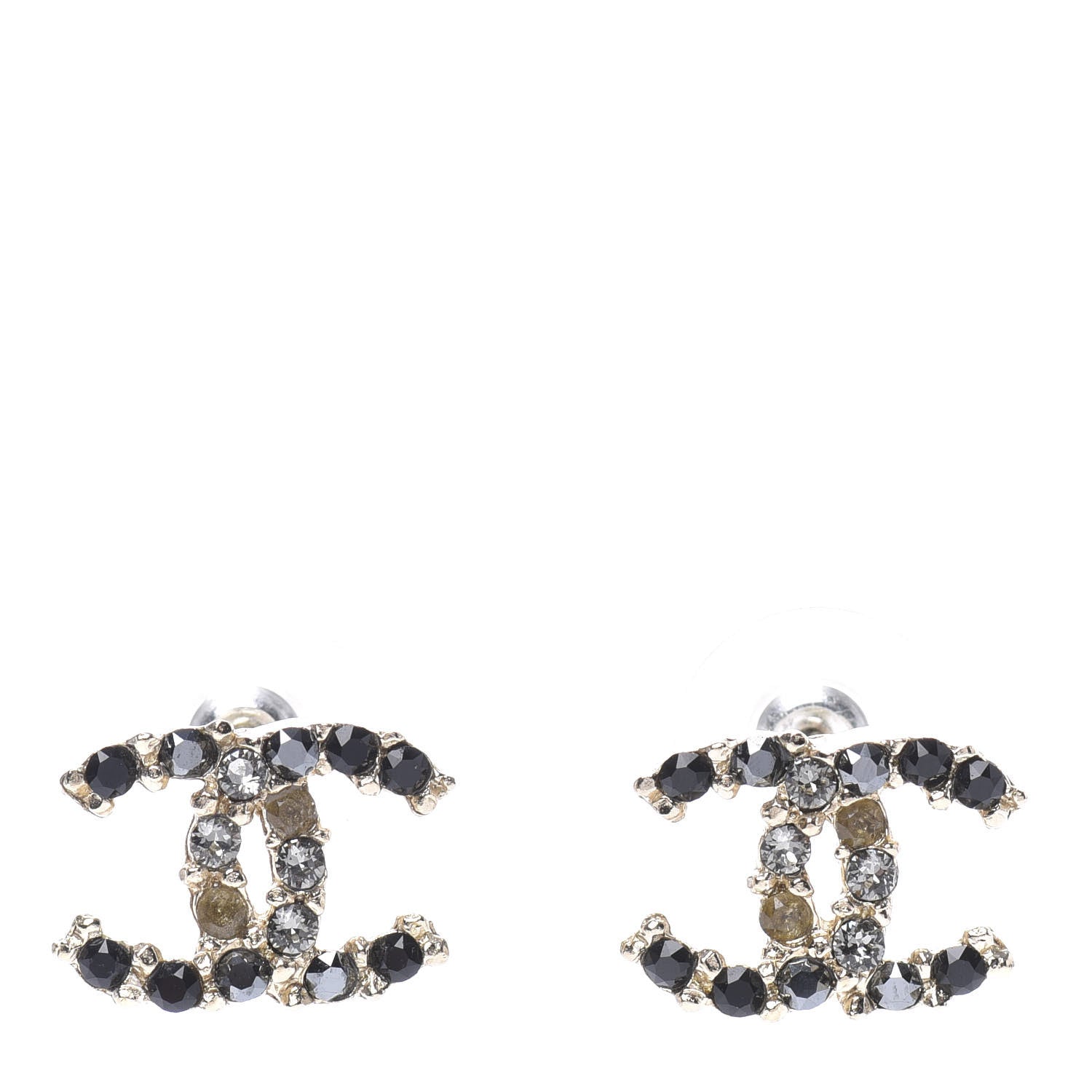 Chanel Crystal CC Earrings Gold Black Multi 1 of 5