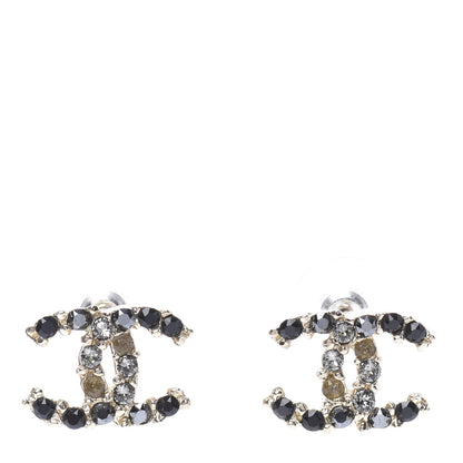 Chanel Crystal CC Earrings Gold Black Multi 1 of 5