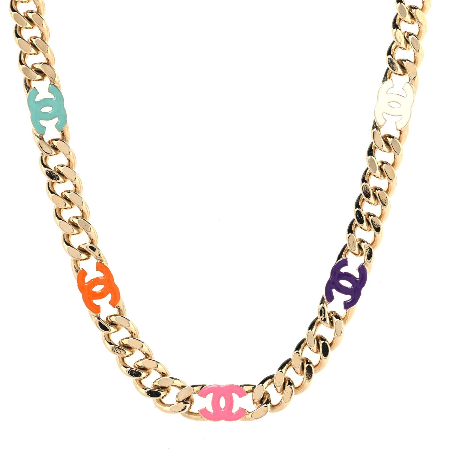 Chanel Metal Enamel Chain CC Choker Gold Multicolor 1 of 5