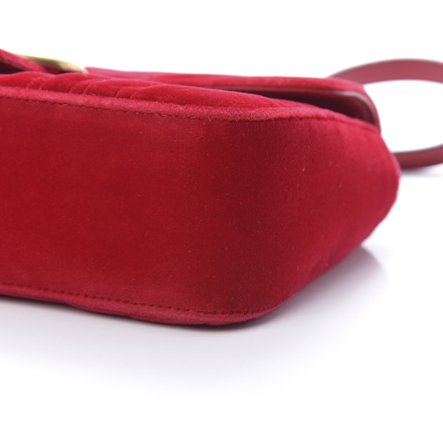 Gucci Velvet Matelasse Small GG Marmont Shoulder Bag Hibiscus Red 10 of 11