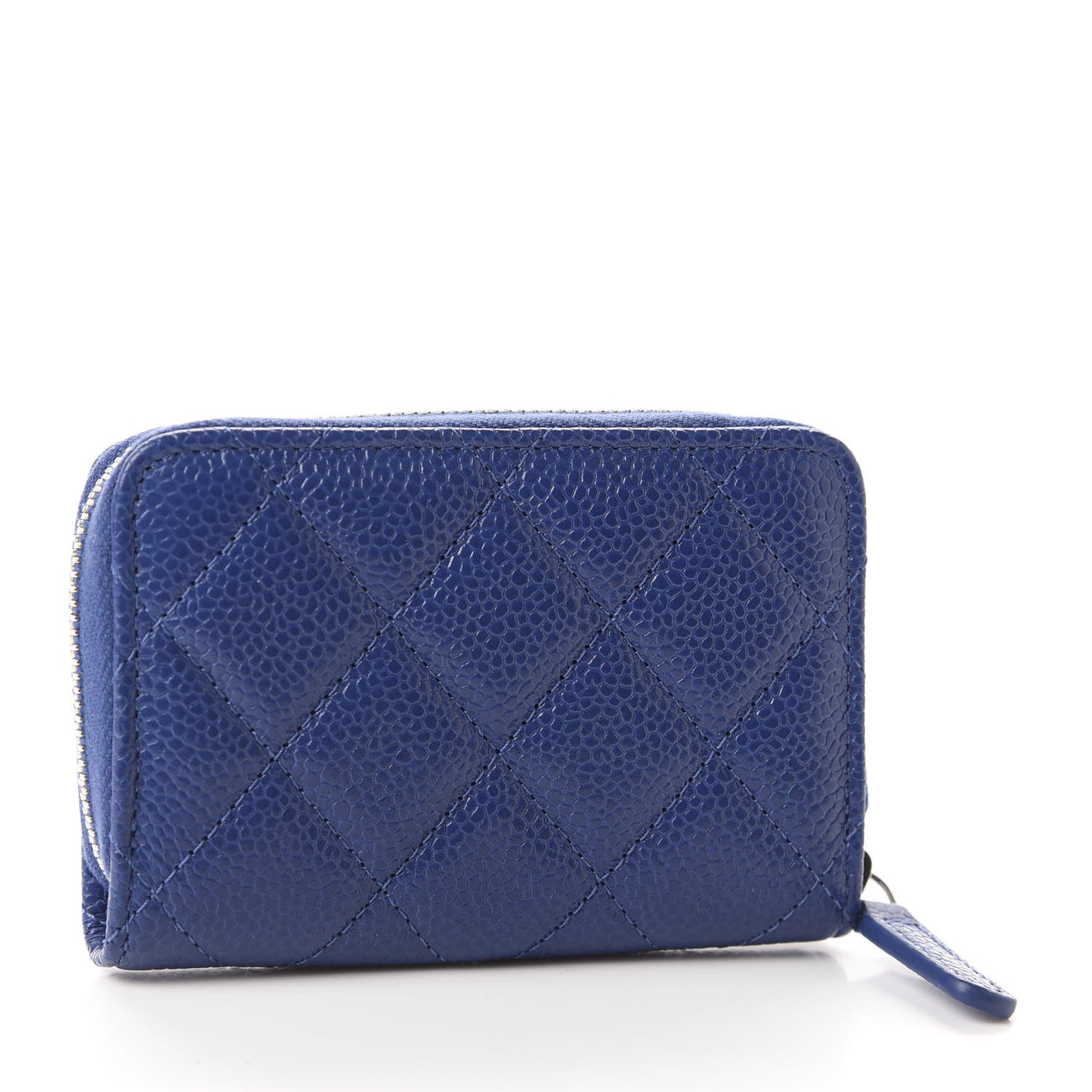 Caviar Quilted Incognito Zip Coin Purse Blue