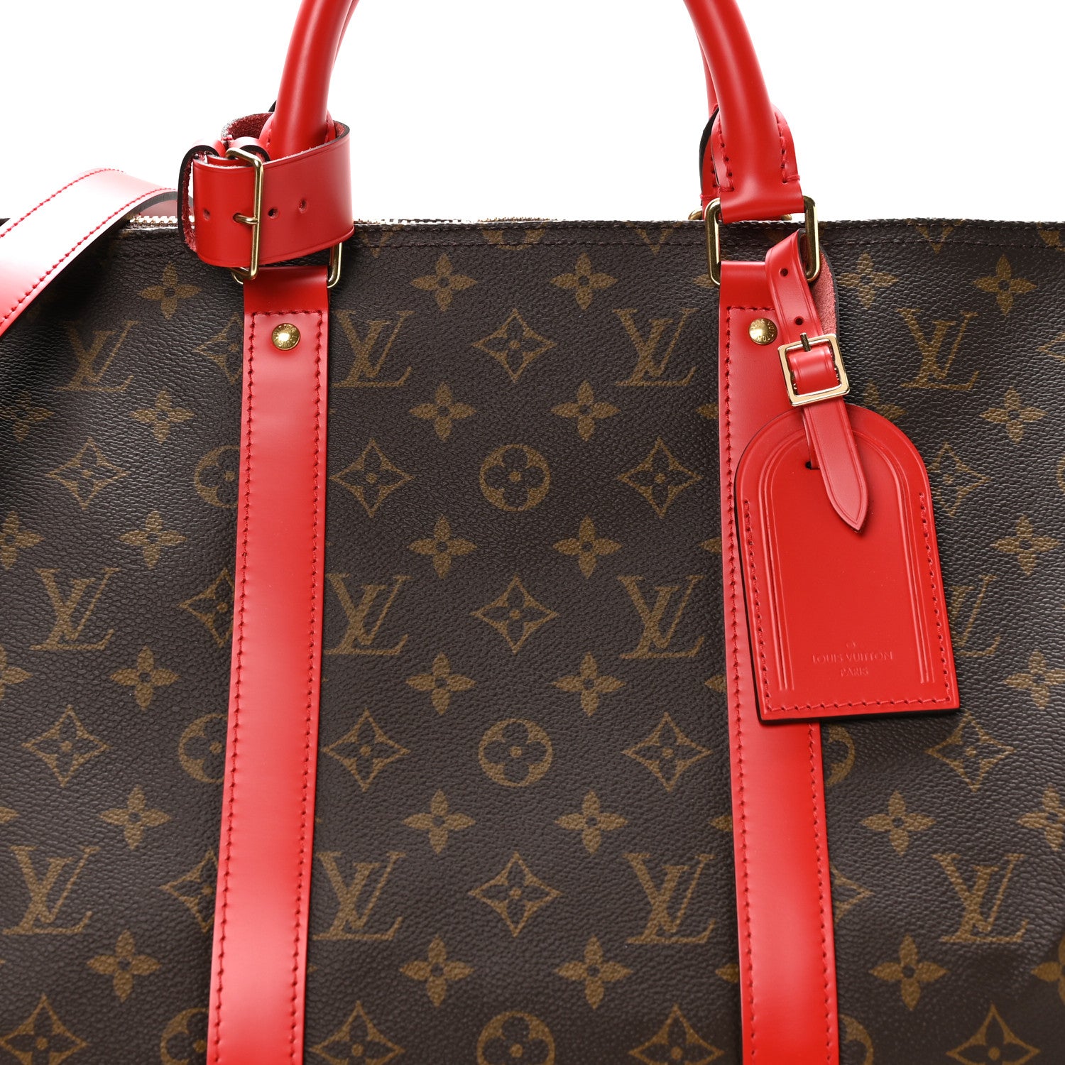 Louis Vuitton Calfskin Monogram Keepall Bandouliere 50 Coquelicot 6 of 8