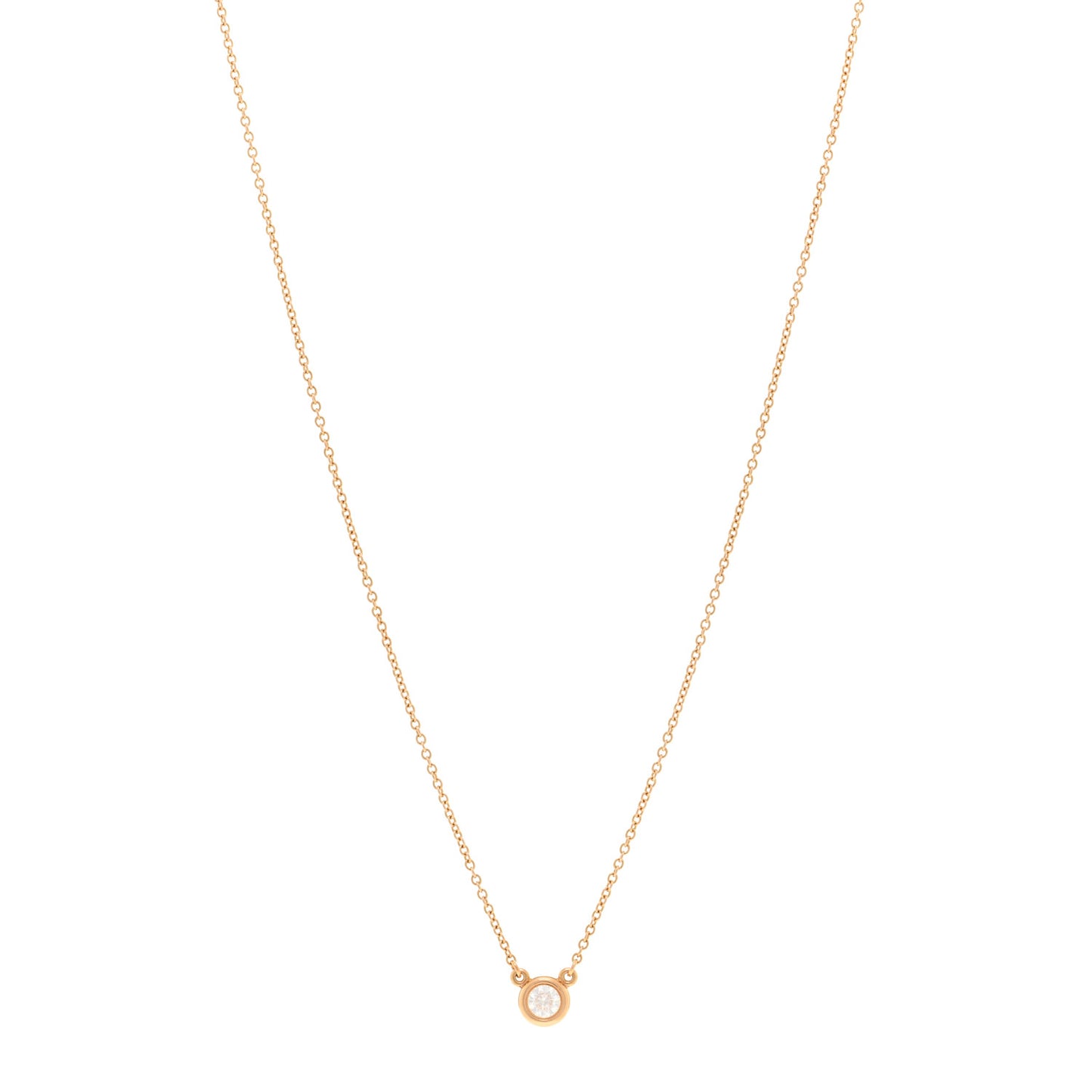 18K Rose Gold Diamond .17ct Elsa Peretti Diamonds by the Yard Pendant Necklace