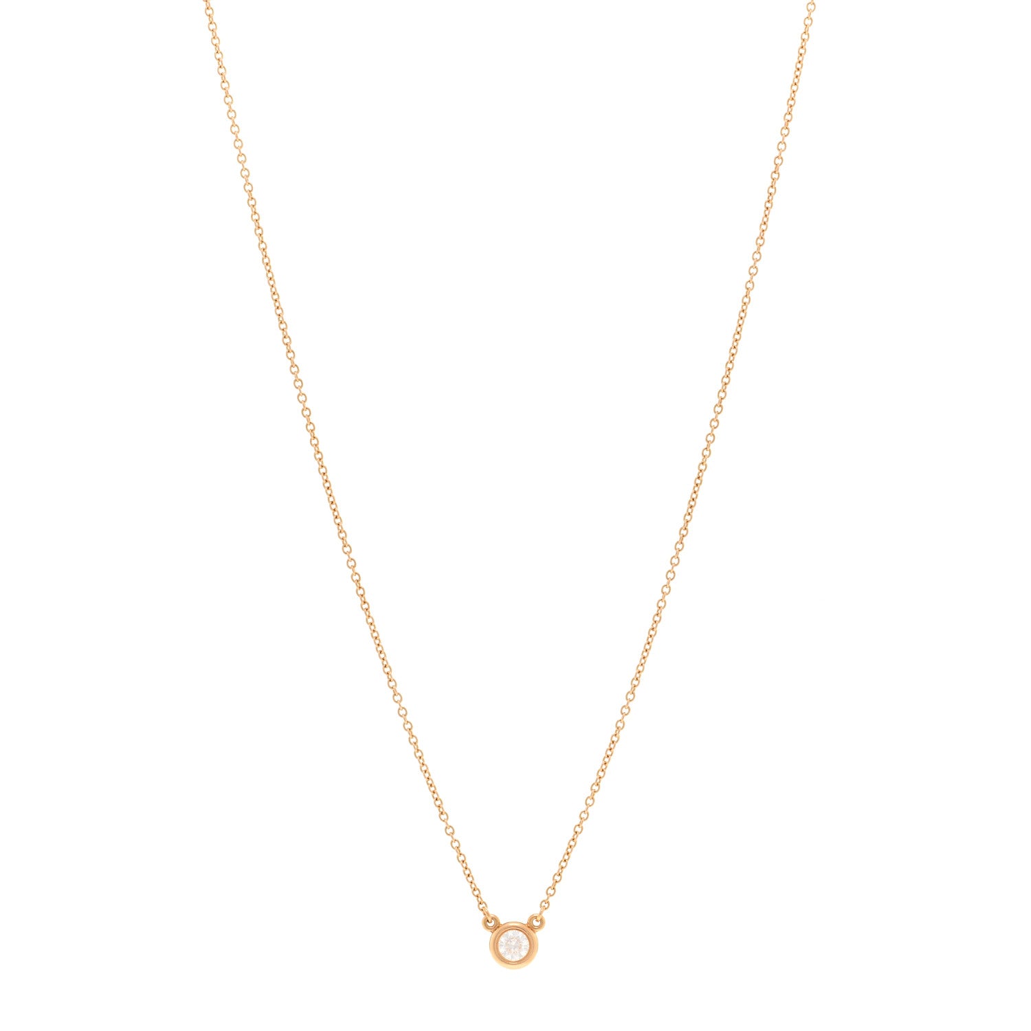 Tiffany 18K Rose Gold Diamond .17ct Elsa Peretti Diamonds by the Yard Pendant Necklace 1 of 5