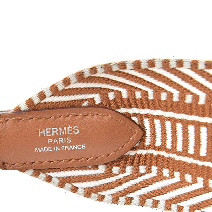 Hermes Toile Swift 50mm Sangle Cavale Shoulder Strap Ecru Beige Gold 3 of 6