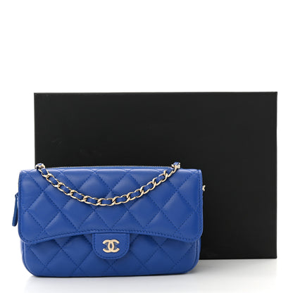 Chanel Lambskin Quilted Flap Phone Holder With Chain Blue 13 of 13