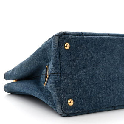 Prada Denim Small Logo Tote Bleu 10 of 12