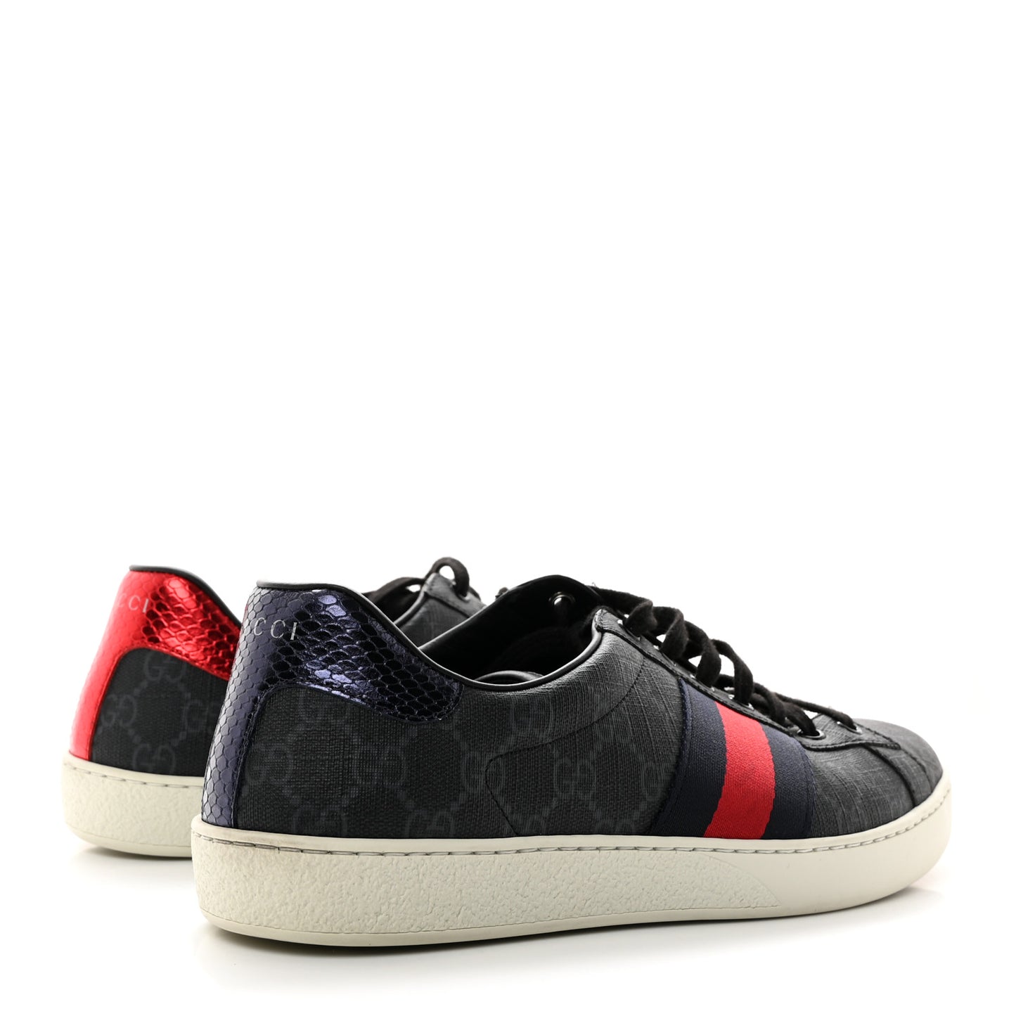 GG Supreme Monogram Ayers Web Mens New Ace Sneakers 9.5 Black
