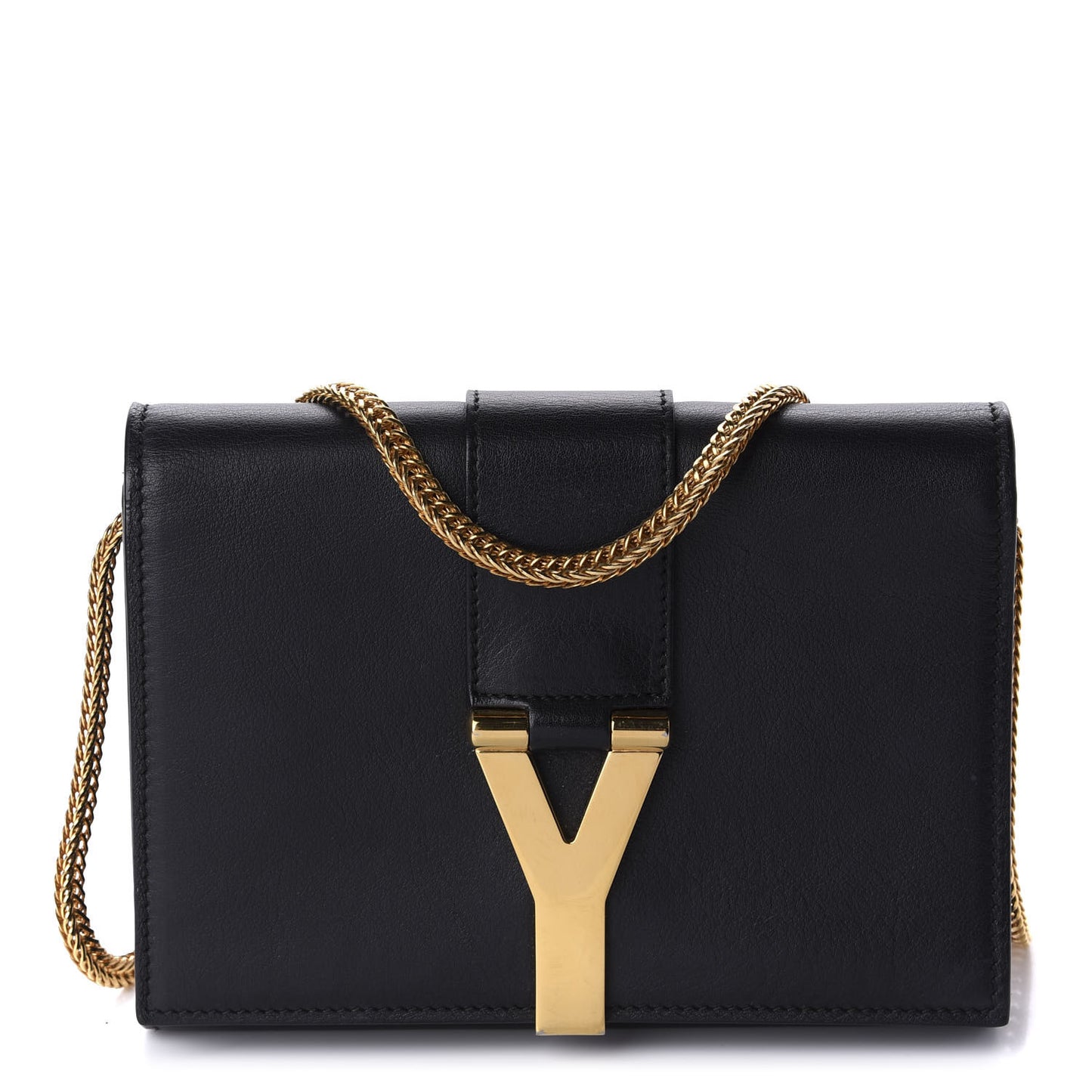 Calfskin Mini Y Ligne Crossbody Pochette Bag Black