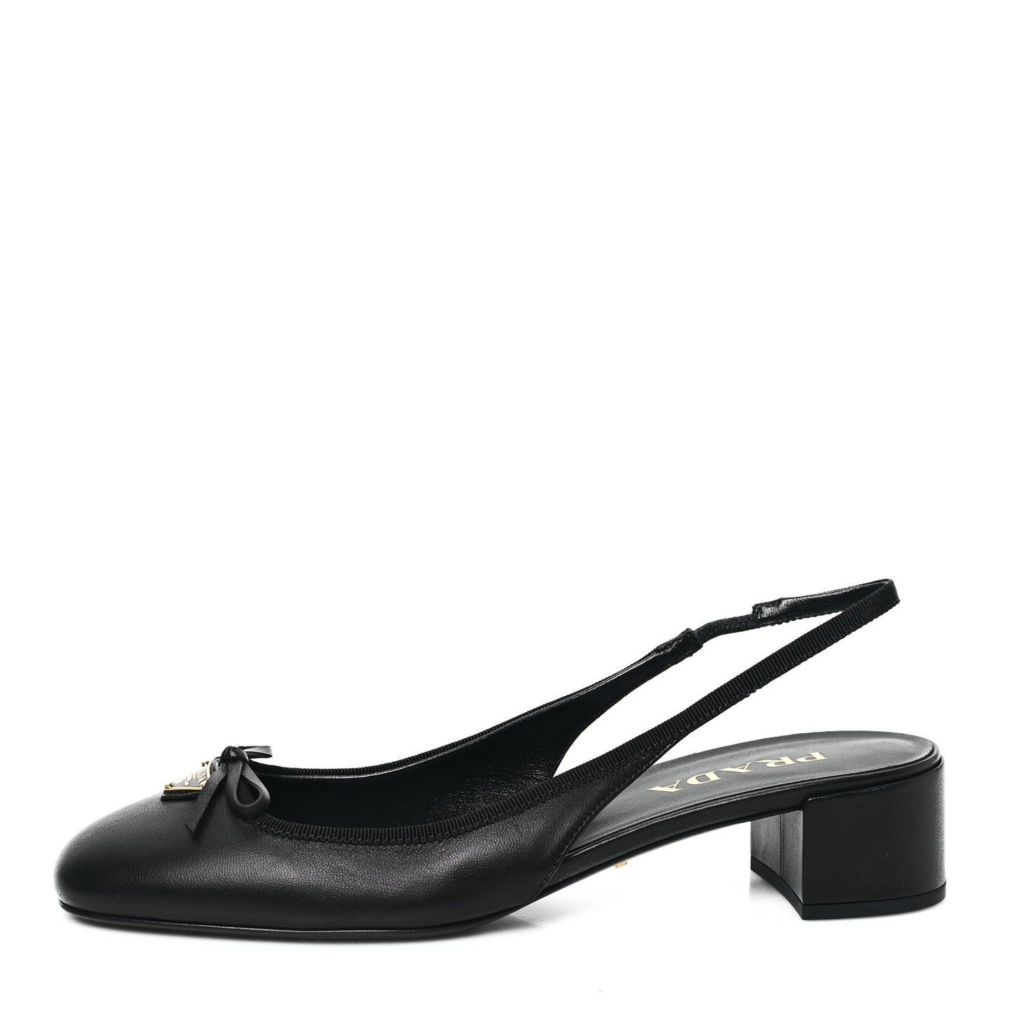Nappa Triangle Bow 45mm Slingback Pumps 39 Black