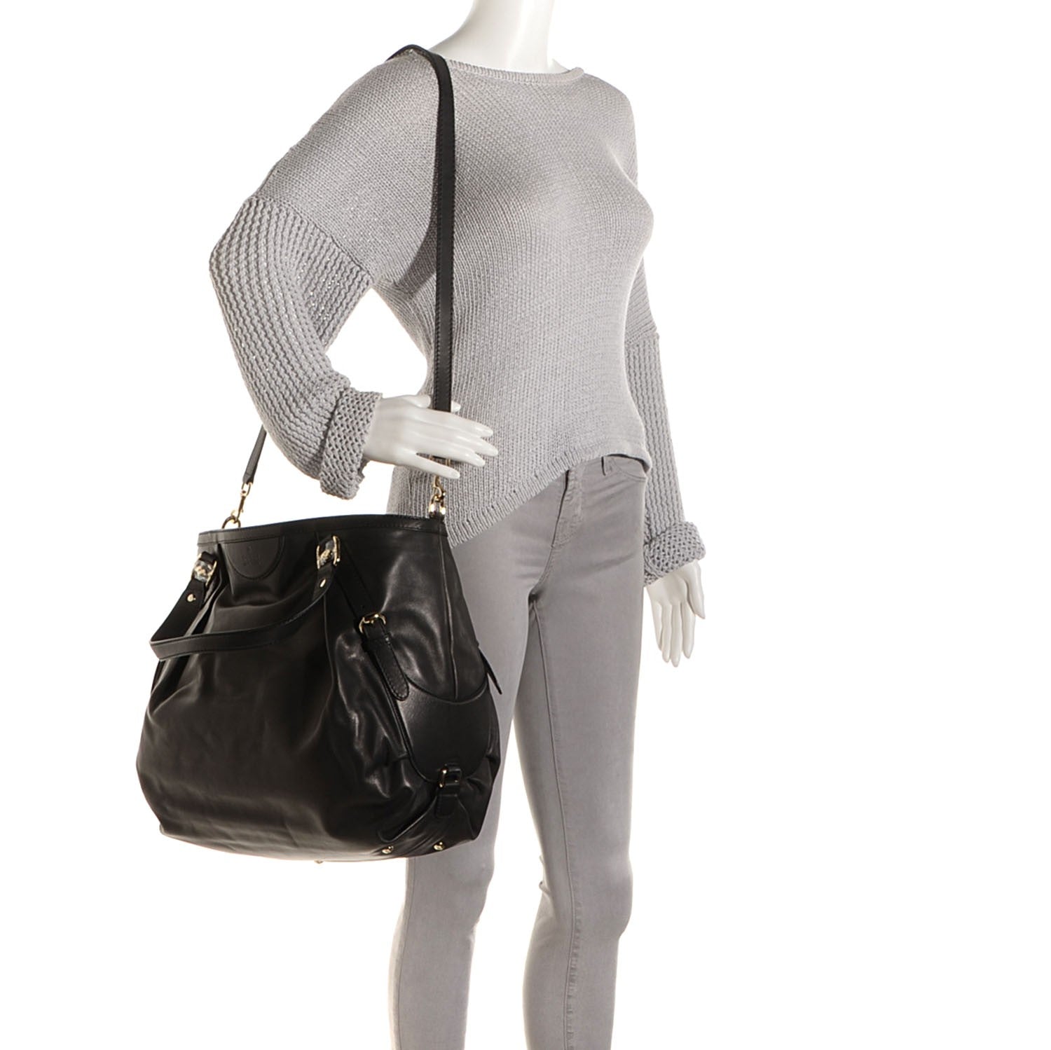 Gucci Leather Medium Bridle Tote Black 2 of 9