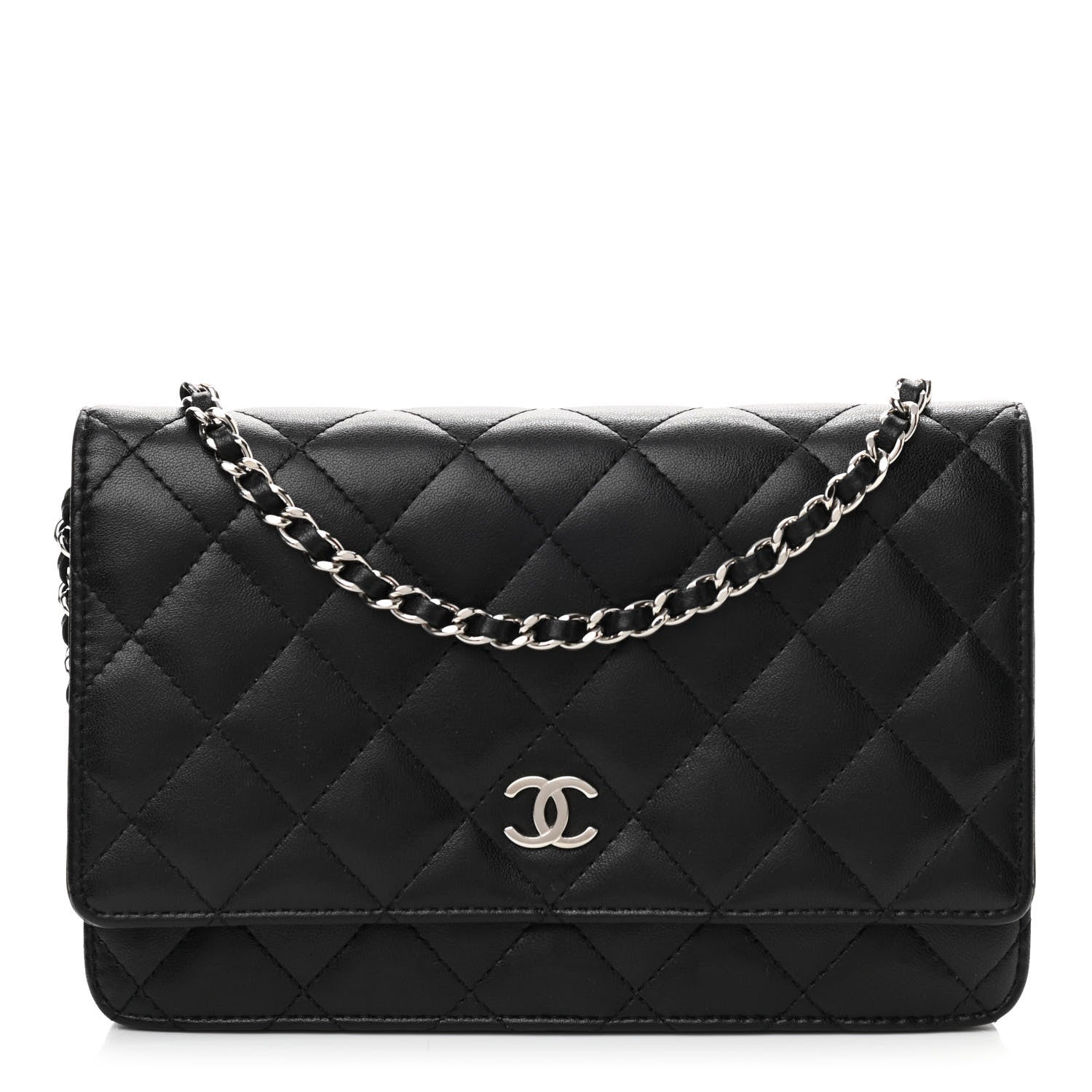 Chanel Lambskin Quilted Wallet On Chain WOC Black 1 of 10