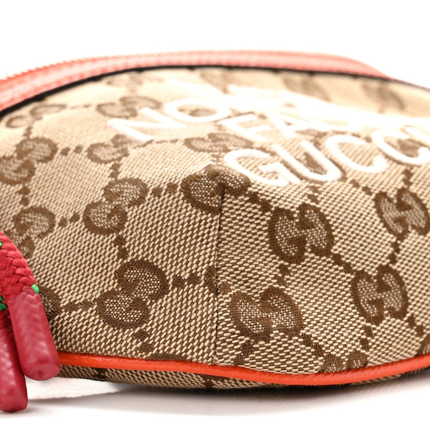 X THE NORTH FACE Monogram Textured Dollar Calfskin Embroidered Belt Bag Beige Ebony Mystic White Deep Orange
