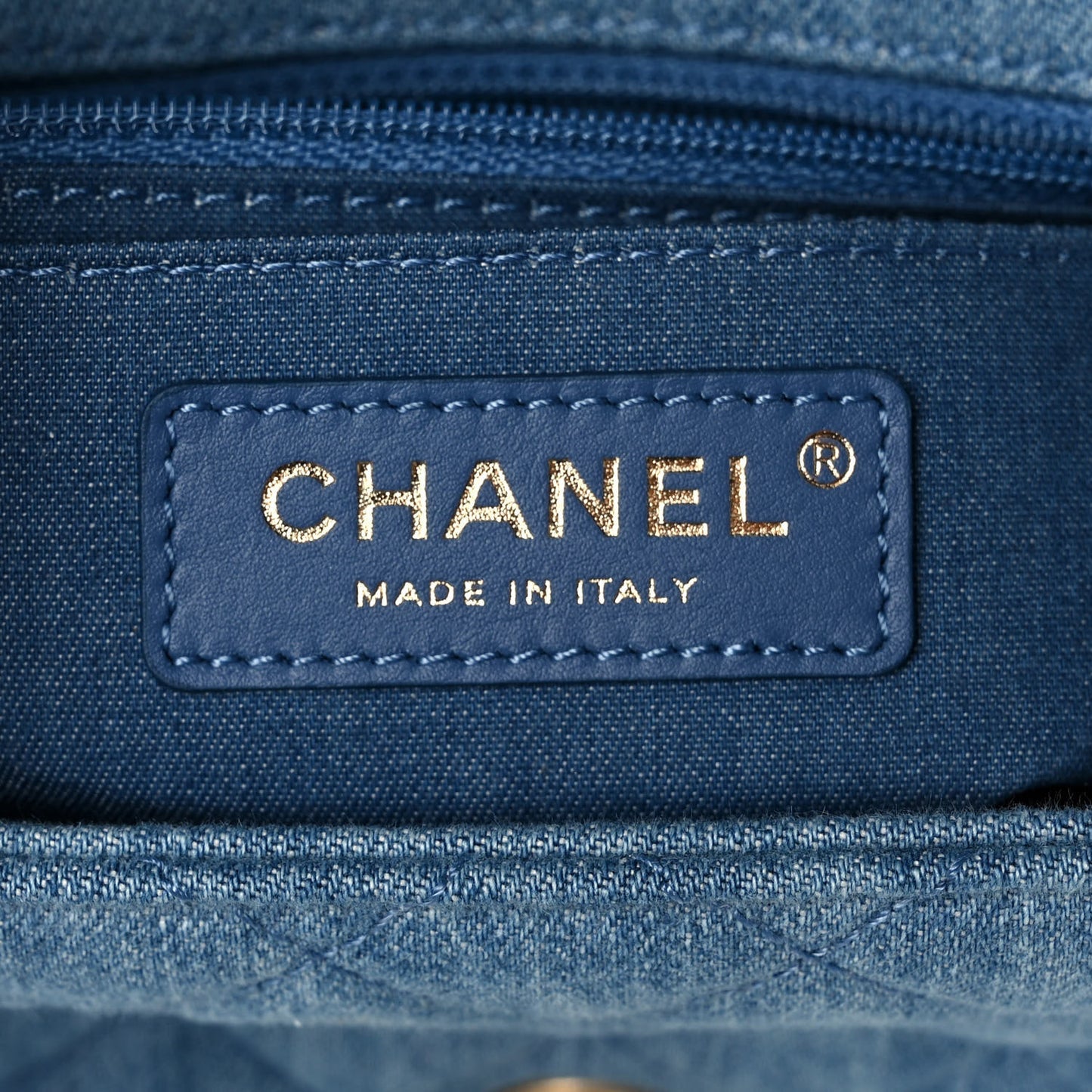 Denim Quilted Mini Pearl Crush Flap Blue
