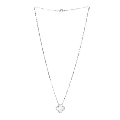 Van Cleef & Arpels 18K White Gold Chalcedony Vintage Alhambra Pendant Necklace 3 of 7