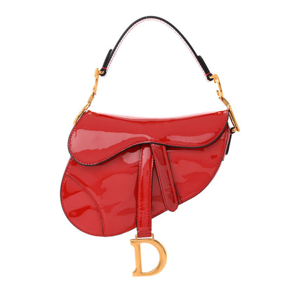 Christian Dior Patent Mini Saddle Bag Red 1 of 12