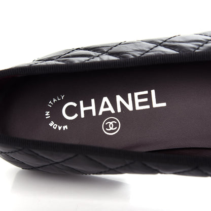 Chanel Aged Calfskin Quilted Cap Toe Ballerina Flats 39.5 Black 8 of 11