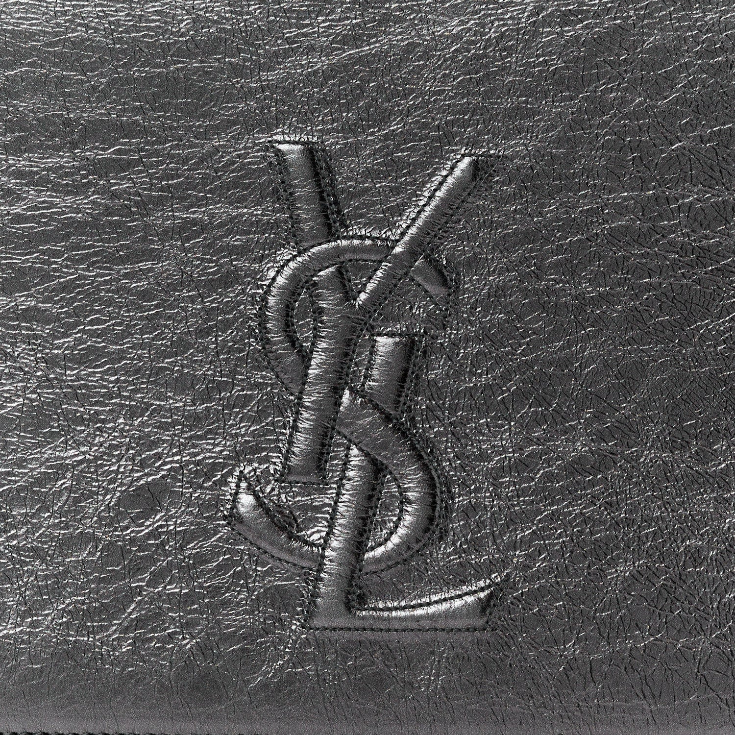 Saint Laurent Metallic Calfskin Monogram Large Belle De Jour Clutch Dark Silver 7 of 7