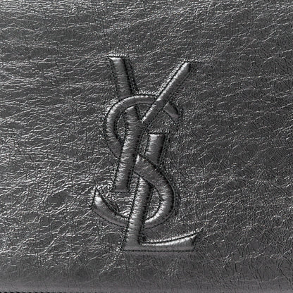 Saint Laurent Metallic Calfskin Monogram Large Belle De Jour Clutch Dark Silver 7 of 7