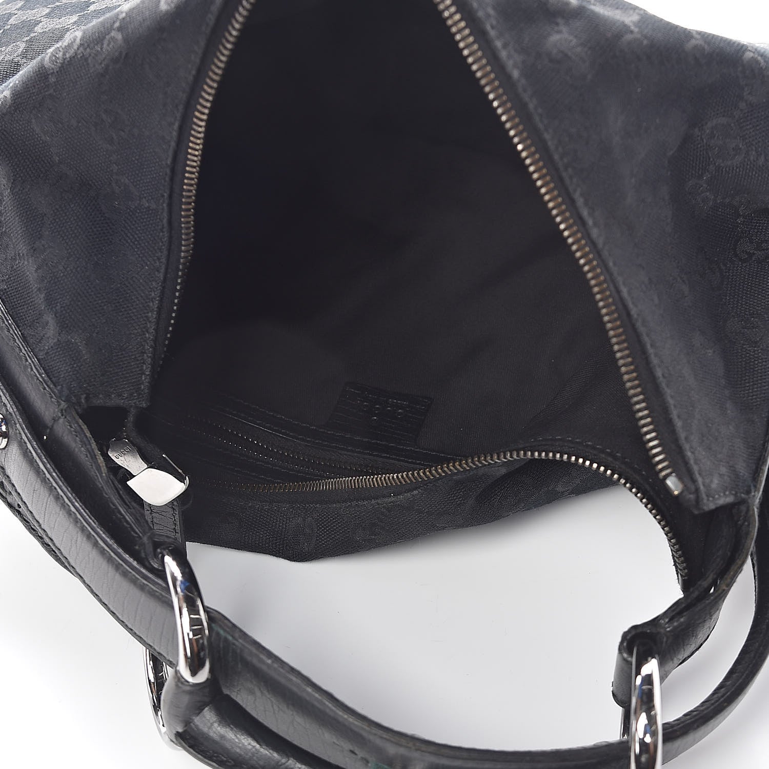 Gucci Monogram Medium Horsebit Chain Hobo Black 5 of 11