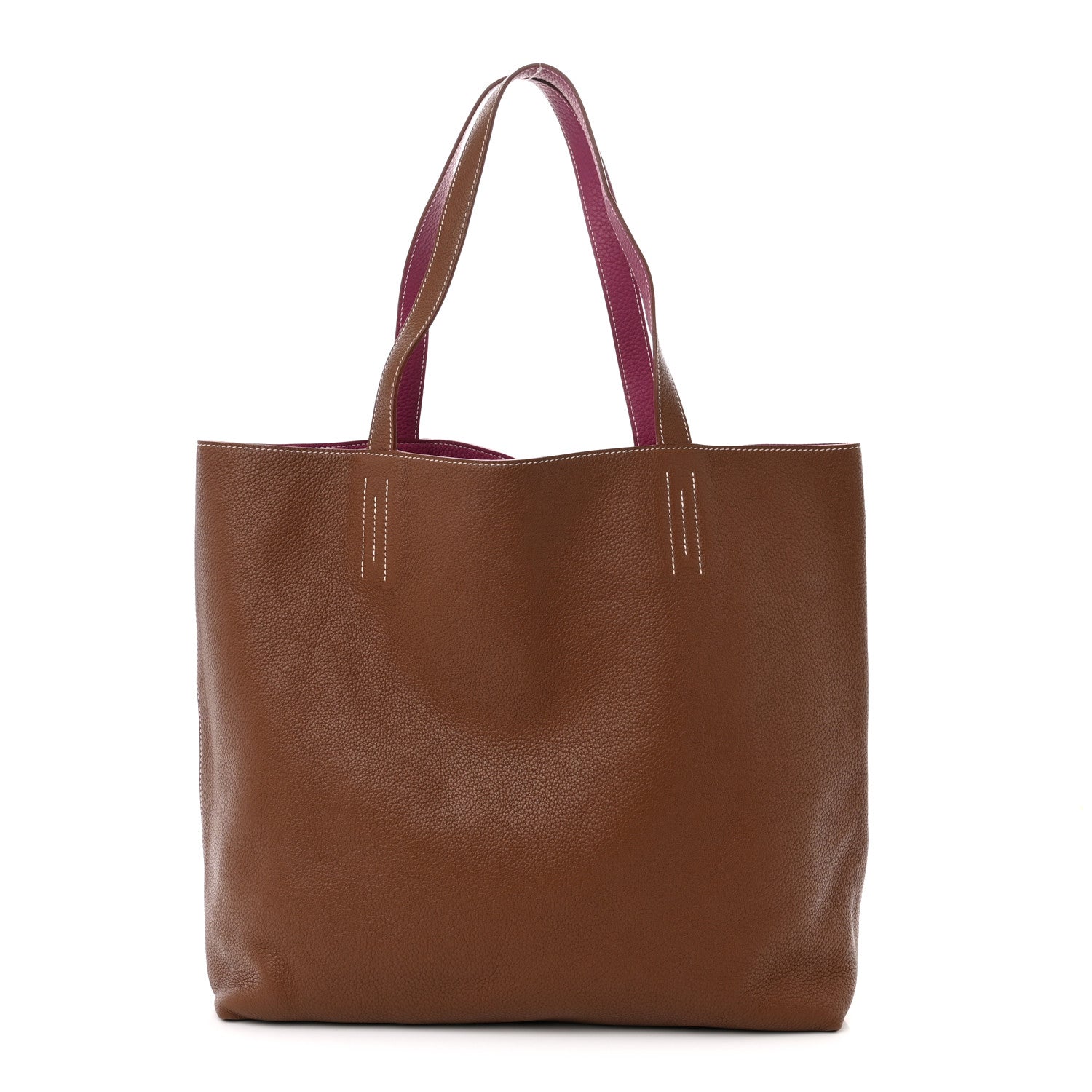 Hermes Taurillon Clemence Double Sens 45 Reversible Tote Marron D'Inde Tosca 3 of 16
