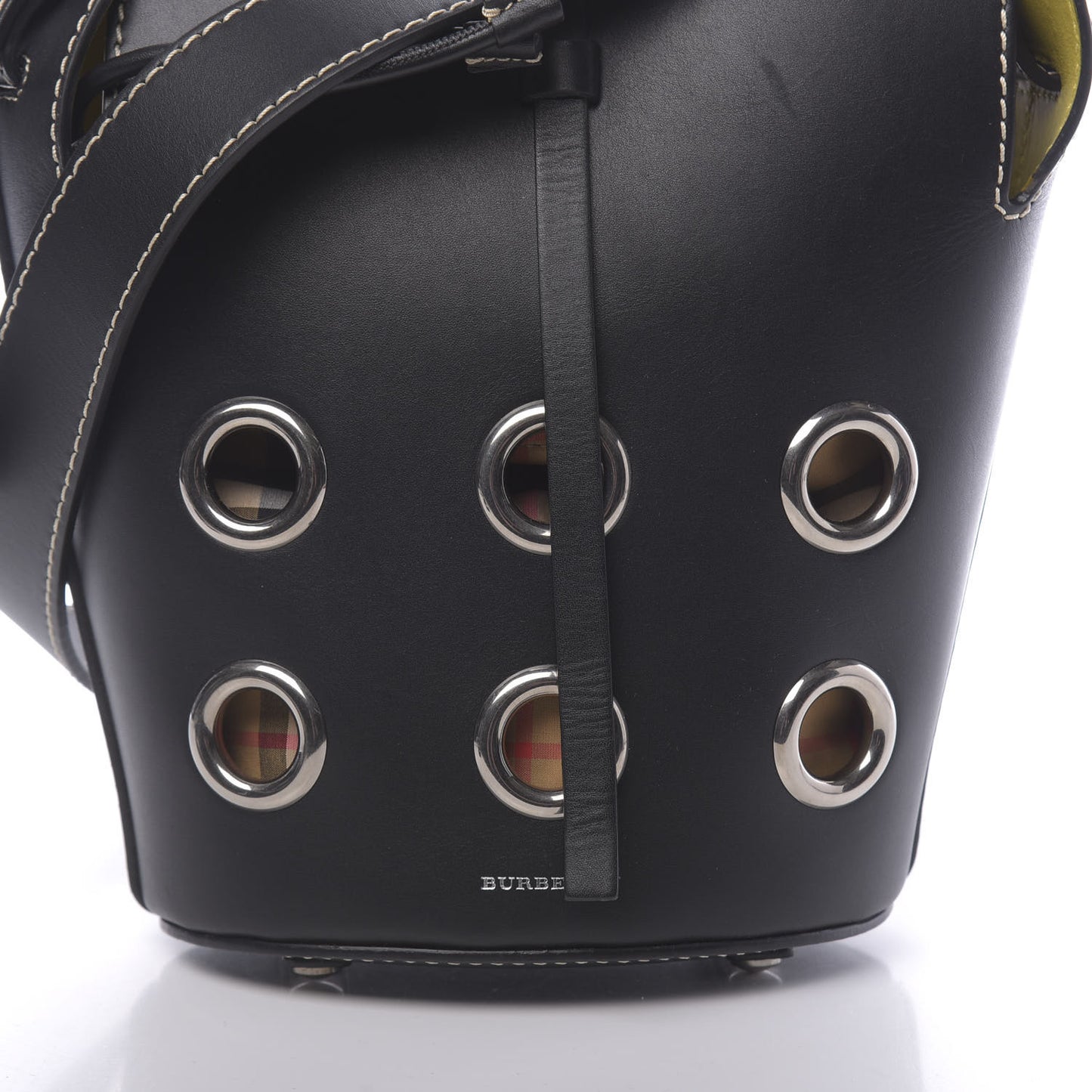 Calfskin Grommet Mini Bucket Bag Black