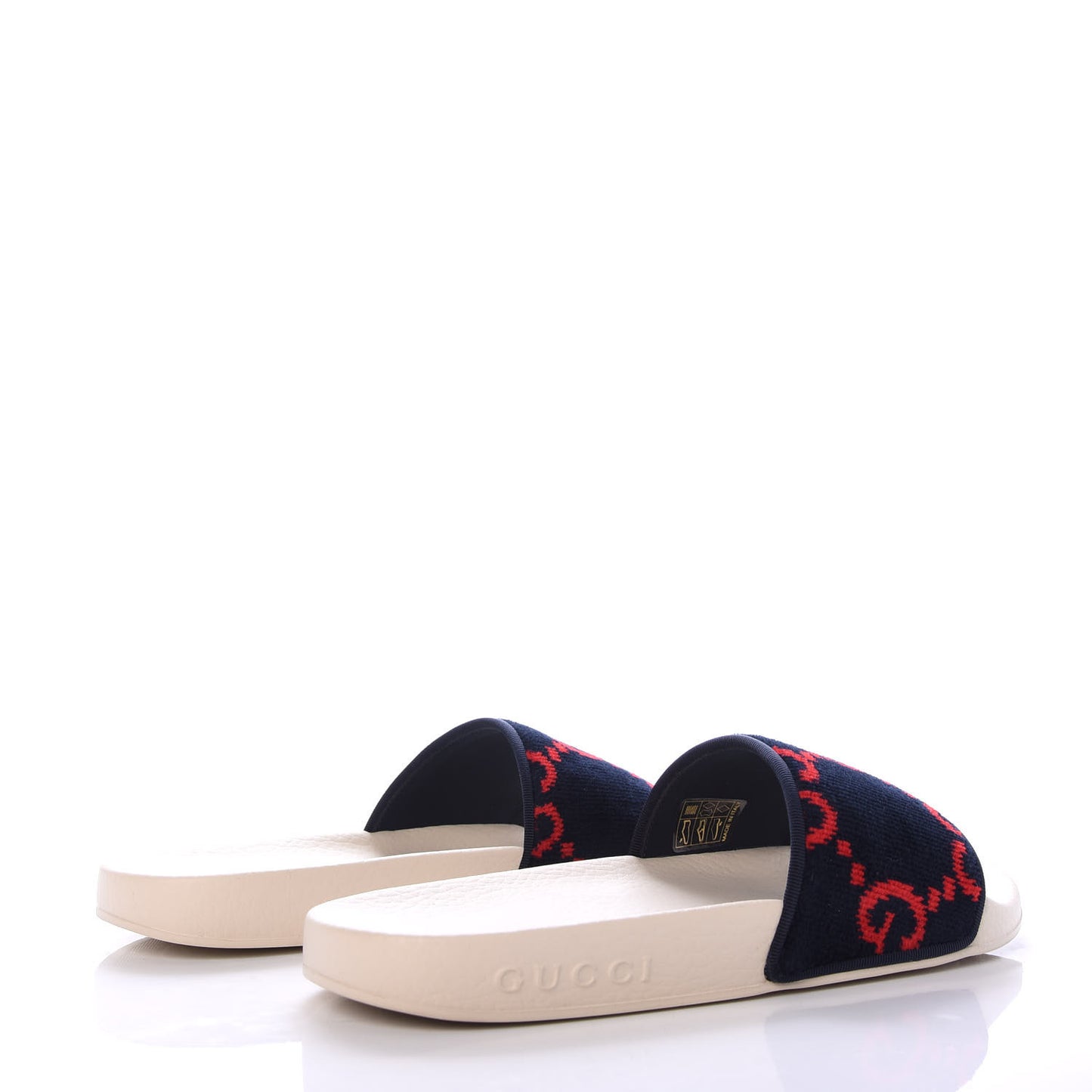 Terry Cloth GG Monogram Slide Sandals 37 Blue Red