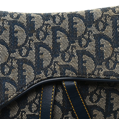 Christian Dior Monogram Double Saddle Bag Navy Blue 8 of 12