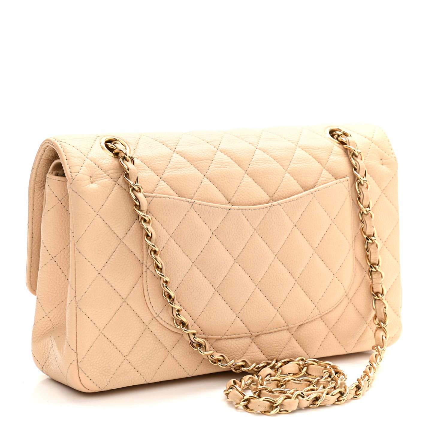 Caviar Quilted Medium Double Flap Beige Clair