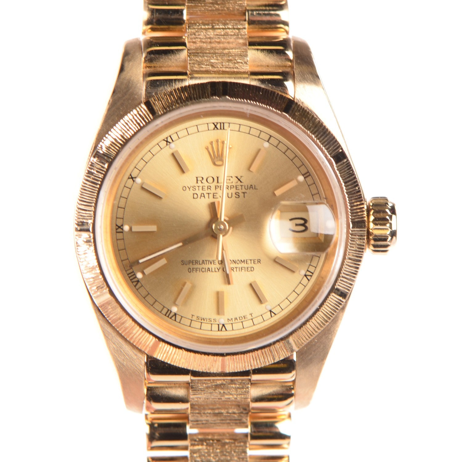 Rolex 18K Yellow Gold 26mm Oyster Perpetual Datejust President Watch Champagne 69278 1 of 9