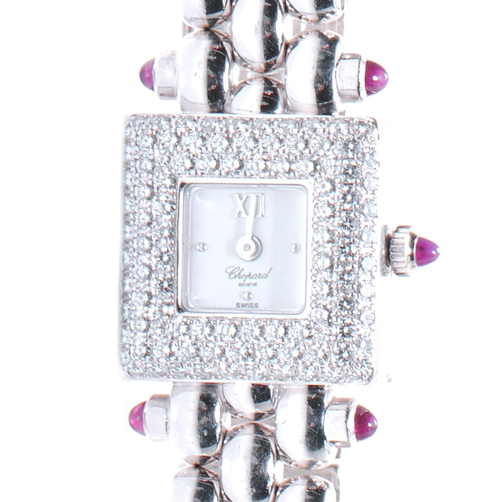 Chopard 18K White Gold Diamond Pave Bezel 17mm Happy Diamonds Quartz Watch 1 of 6