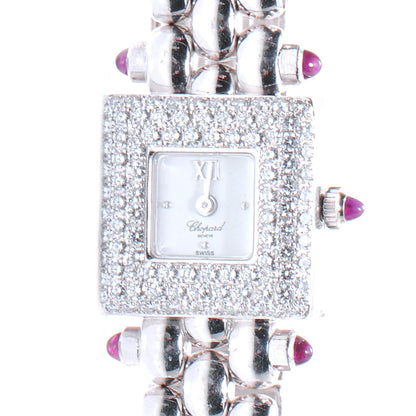 Chopard 18K White Gold Diamond Pave Bezel 17mm Happy Diamonds Quartz Watch 1 of 6