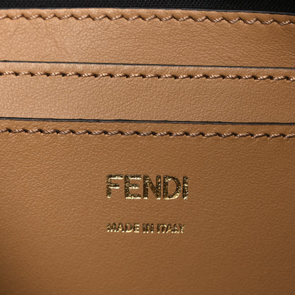 Fendi Raffia Fringe FF Embroidered Baguette Pouch Natural Dark Honey 6 of 11