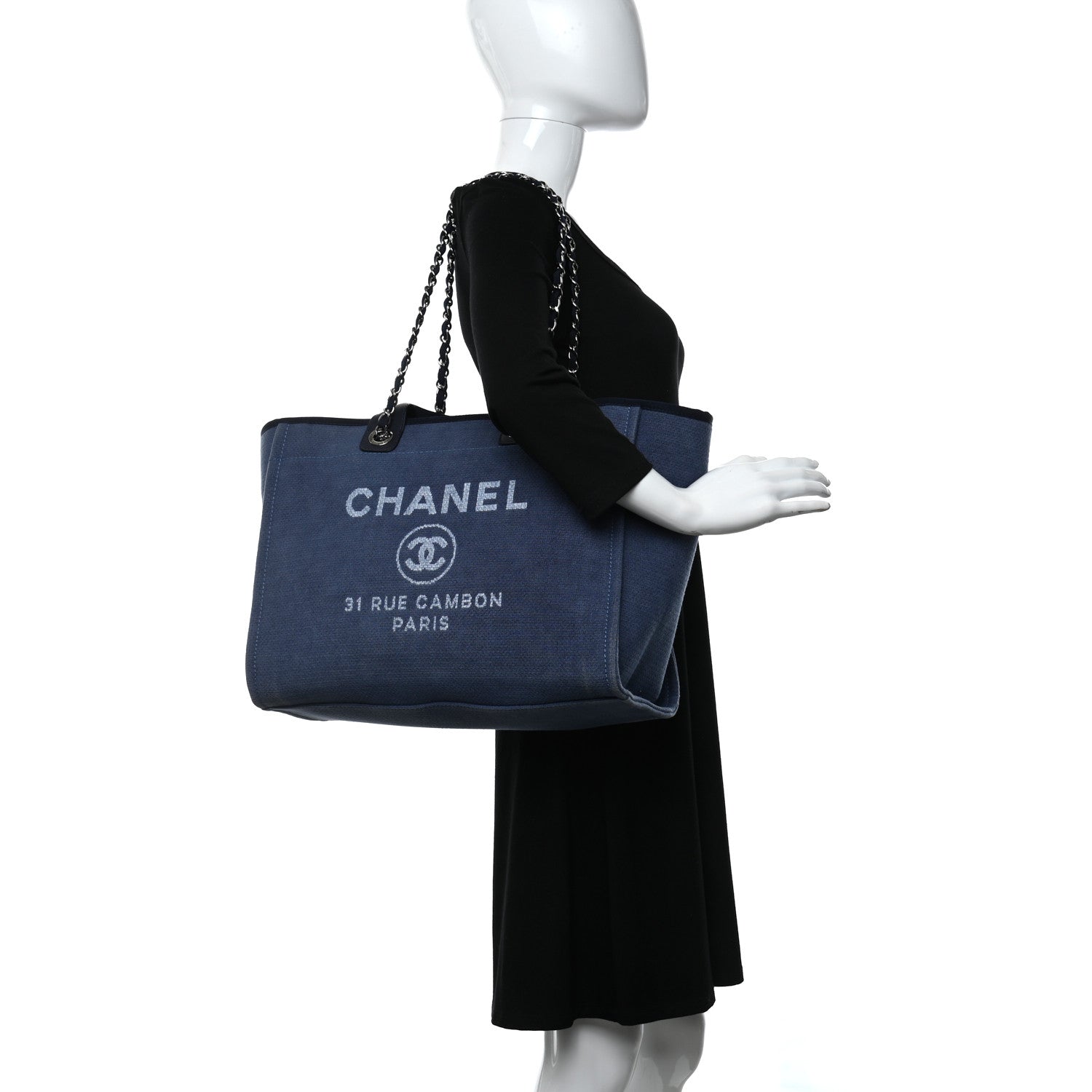 Chanel Canvas Medium Deauville Tote Blue 2 of 27