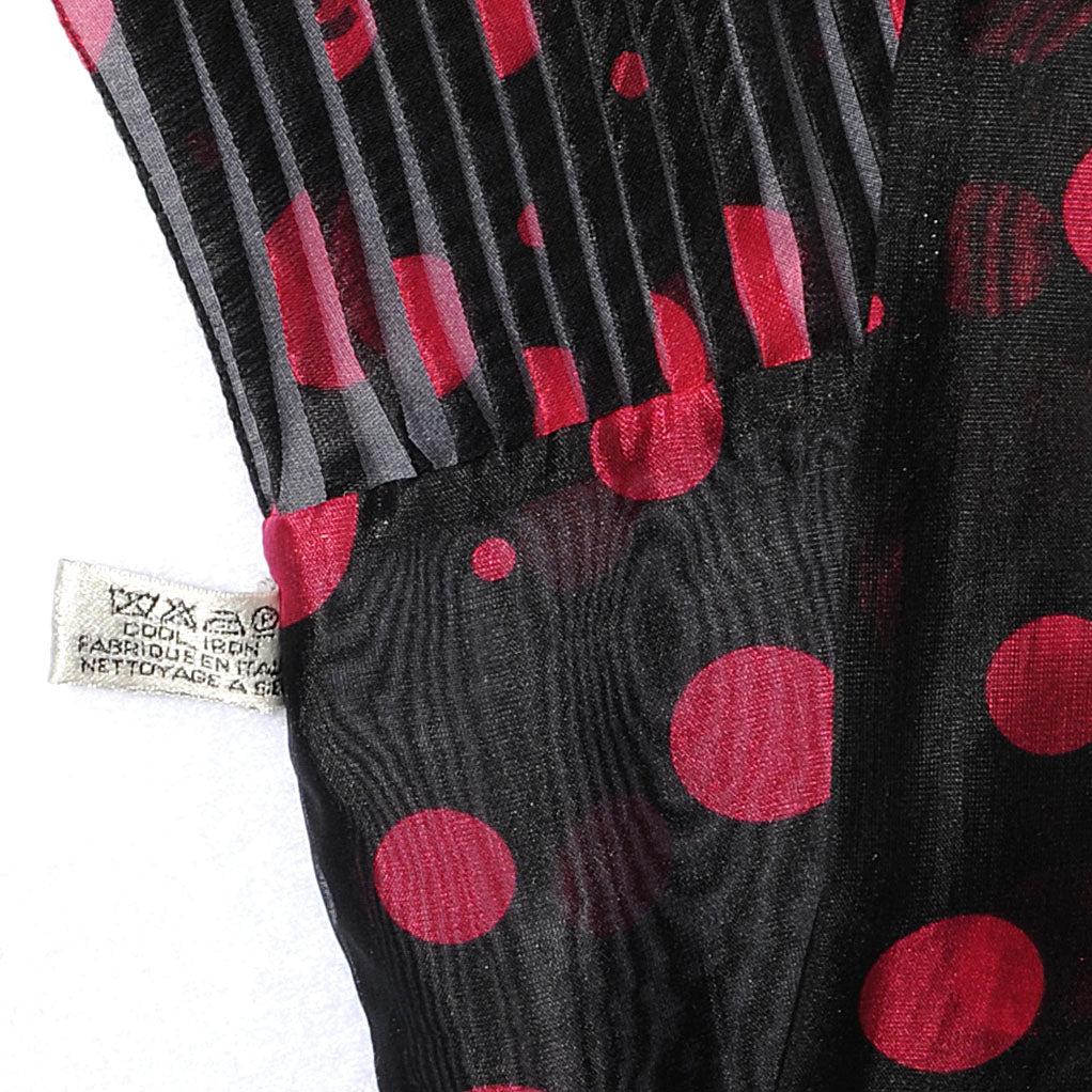 Chanel Silk Pleated Polka Dot Scarf Black 4 of 4