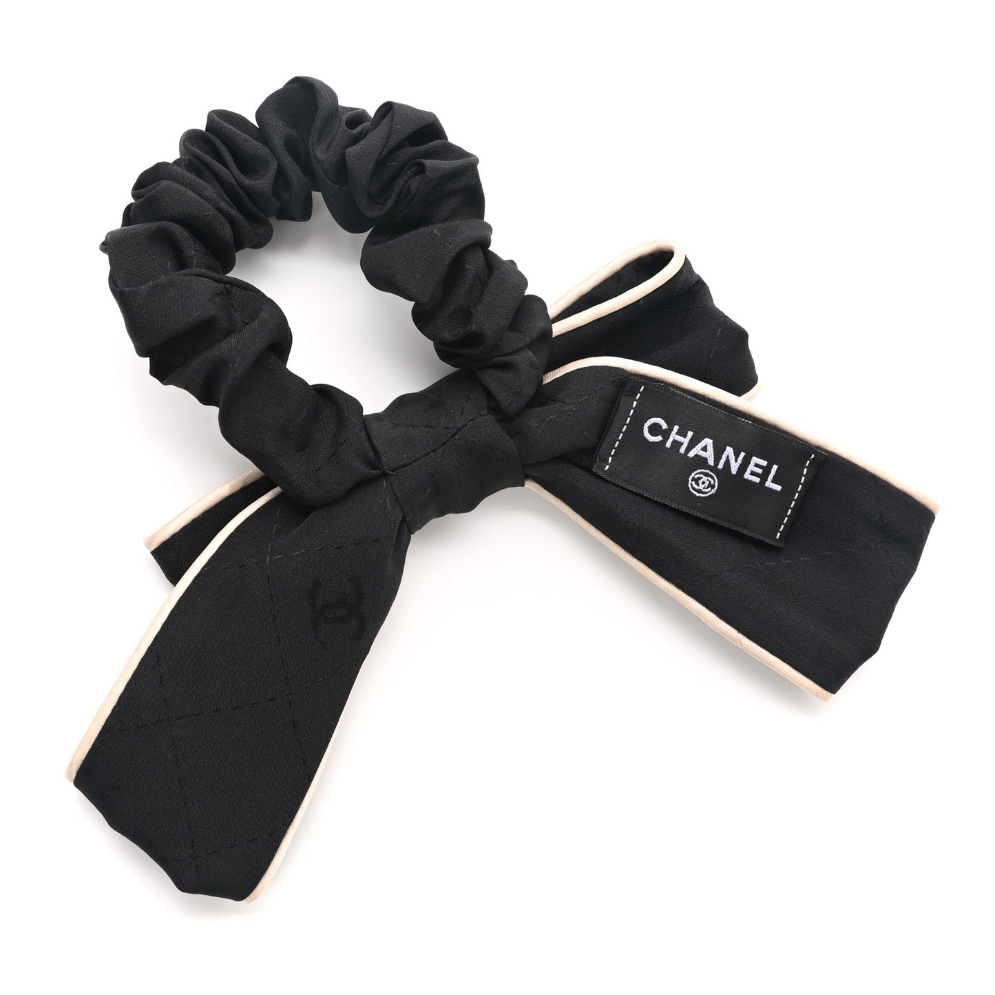 Silk Hair Tie Black Ivory