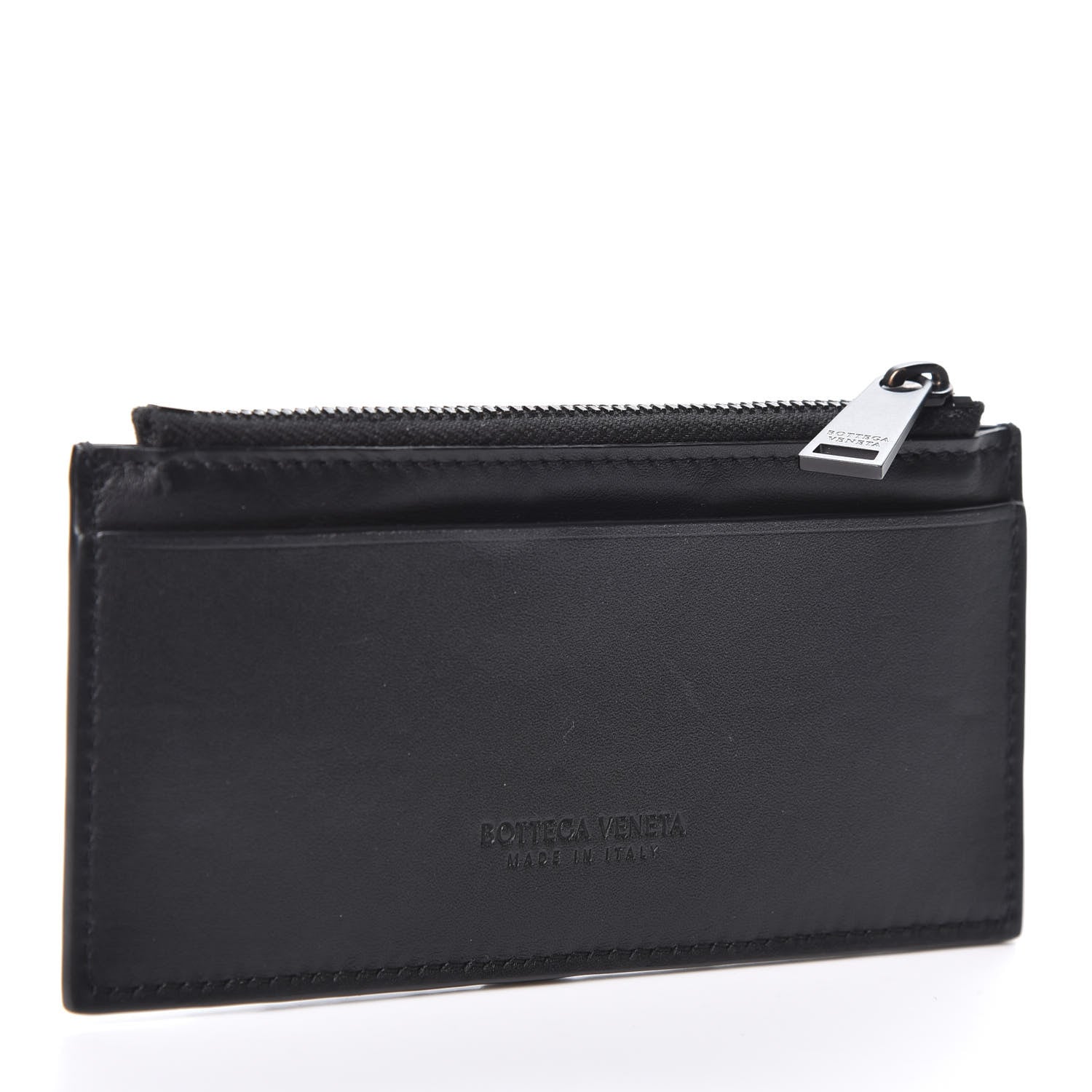 Bottega Veneta Calfskin Intrecciato Zip Card Holder Black 2 of 8