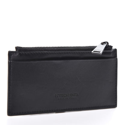 Bottega Veneta Calfskin Intrecciato Zip Card Holder Black 2 of 8